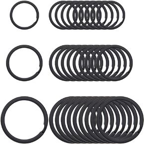 1 Box 30Pcs 0.79/0.98/1.26 Inch Black Split Key Rings Round Flat Key Chain Rings Metal Circular Iron Double Loop Jump Ring Keyrings Clips for Home Car Keys Keychains Organization Accessories
