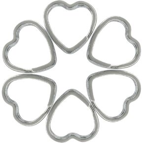 Kecamtui 12pcs على شكل قلب حلقة مفتاح مسطح ، Silver Silver Split -keychain Metal Diy Key حامل للمنزل ، السيارة ، المكتب
