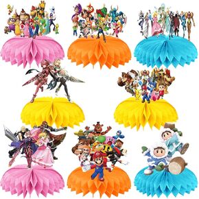 لوازم حفلات عيد ميلاد Super Smash Smash Brothers ، 8pcs Super Smash Brotherstheme Table Decorations Honeycomb Centerces Super Mario Decortations
