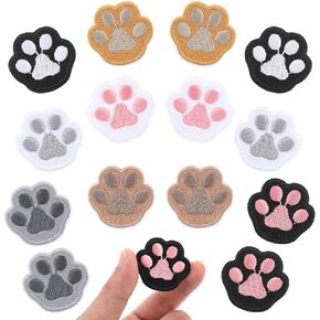 بقع طباعة PAW 14 PCS لماص على PAW PRINT الحديد المطرزة على خياطة على رقعة زين لطيف CAT DOG PET PAWS تزيين بقع حرفة DIY للملابس قبعة الظهر إكسسوارات DIY- 7 ألوان