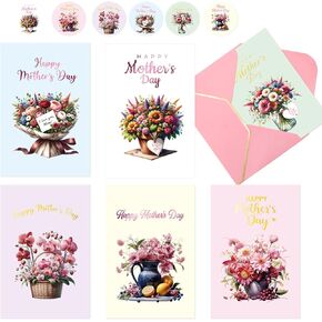 Ceiba Tree Happy Mothers Day Cards Back Back Mother Day Cards مع مظاريف وملصقات 24pcs رسالة داخل 4 × 6 بوصات من ابن ابنة For Flowers تصميم الأزهار