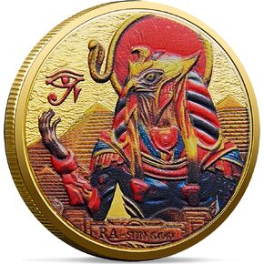 عملة RA التحدي - رمز إله الشمس المصري القديم ، عملة غامضة مع عين هوروس والهندسة المقدسة ، رمزية قابلة للتحصيل 1.57 بوصة