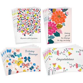 Hallmark Boxed شكرًا لك وبطاقات فارغة (أربعة تصميمات استوائية متنوعة ، 40 بطاقة وأظرف الملاحظة)