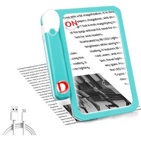 30X 10X 5X Large Magnifying Glass with Light, Rechargeable Foldable Full Book Page Magnifier, 48 LED Small Print Magnifier Sheet Lightweight for Low Visual Person and Seniors Light Gray