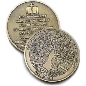 Rooted in Christ Challenge Coin - الرب هو صخرة بلدي ، حصصتي ، عملة الخلاص التذكارية