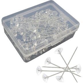 100 PCS POUQUET دبابيس دبابيس زهرة واضحة دبابيس الخياطة دبابيس رأس الماس الكريستال لزخرفة مجوهرات الزفاف الحرفية ، الشظية ، ZSZ100