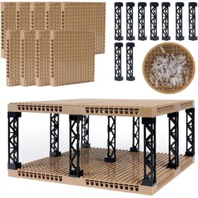 Brick 16x16 Plate 1/3 مع ثقوب ، حزمة إكسسوارات عمود الدبابيس ، Pixel Art Paints Base Classic Build Build Pressions and Pitch Sets - متوافقة مع 65803 (أسود)