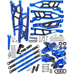 ترقيات RC الجزء الأمامي والخلفي التعليق A-arms وكتل التوجيه HUB محاور كوب المحاور وربطات الصمانشات مع Servo مع 1/8 Kraton (أيضًا لـ V4 & V5)/سيئة السمعة/منبوذ 6S BLX ، Navy Blue