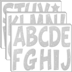 155 Pieces Bulletin Board Letters 15 Sheets 4 Inch Glitter Letter Stickers for Poster Board Stick on Letters for Bulletin Board Display Home School Classroom Decor(Red)