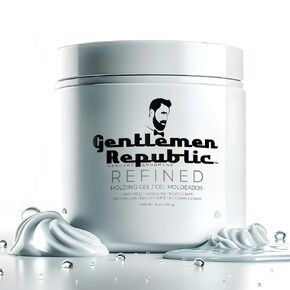 Gentlemen Republic 8oz Refined Hair Gel - Professional Formula for 24 Hour Shine and Hold, Humidity Resistant, 100% Alcohol-Free and Never Flakes, Made in the USA