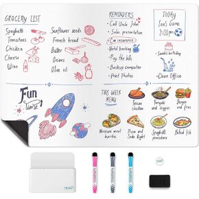 Magnetic Dry Erase 29x21in White Board & Marker Cup Holder by Yes4Quality