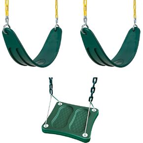 Swing-N-Slide WS 5109 مقعدين متطرفان من الأرجوحة الخضراء مع مجموعة أرجوحة تأرجح قائمة بباقة تجديد ، أخضر