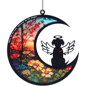 الكلب التذكاري Suncatcher ، الكلاب التذكارية زخرفة الحيوانات الأليفة فقدان Suncatcher ديكور المنزل ، ملاك تمثال الكلاب هدية لمحبي الكلاب في الذاكرة المحبة لخسارة كلب