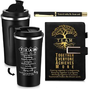 Pickmesh 3 Pcs Team Appreciation Gift Set 17 oz Coffee Mug Tumbler A5 Leather Journal with Ballpoint Pen Thank You Office Business Faver for Man Boss Coworker Staff Male Teacher Nurse Employee(Brown)