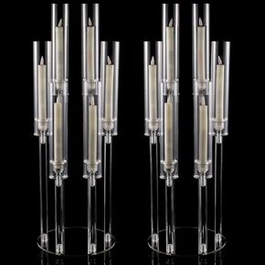 Acrylic Candle Holder for LED Candle, Candlestick Holders for Table Centerpiece, Candelabra 7 Arms for Living Room Wedding Party Birthday Centerpieces Decor 26.5 Inch