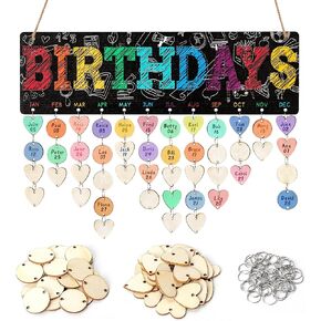 Lesnala ملونة عيد ميلاد التقويم الجدار شنقا قوس قزح التذكير لوحة تعقب DIY الخشبية مع 100 pcs علامات القلب