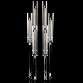 Acrylic Candelabra 7 Arms, Candelabras Centerpieces for Taper Candle, Candlestick Candle Holder for Wedding Dining Table Centerpiece, Clear Transparent 26.5 Inch. in Kuwait