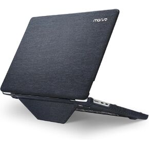 MOSISO Compatible with MacBook Air 15 inch Case 2025 2024 2023 Release M4 A3241 M3 A3114 M2 A2941 with Touch ID, Knit Fabric Coated Plastic Hard Shell Case Cover with Fold Kickstand, Black