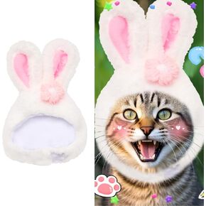 قبعة Alibbon Easter Cat Cat لطيف أرنب أرنب مع آذان زي زهرة عيد الفصح للحيوانات الأليفة للقطط الكلاب الصغيرة جرو Cat Cate for Easter Party Bunny Cap Cap Rabbit Rabbit for Easter Cosplay Supplies