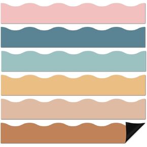 24Pcs Boho Magnetic Bulletin Board Borders for Classroom Decorations Whiteboard Strips Colorful Scalloped Trim Magnetic Borders for Back to School Teacher Supplies Office Door Chalkboard Decor