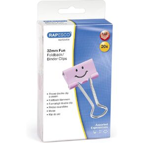 Rapesco Binder Clips, 1 1/4" Emoji Clips [Pack of 20]