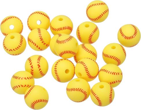PATIKIL 15mm Sports Ball Beads, 20 Pack Silicone Sports Beads Baseball Beads Spacer Loose Beads Craft for DIY Necklace Bracelet Lanyard Earring, White in Saudi Arabia