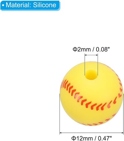 PATIKIL 15mm Sports Ball Beads, 20 Pack Silicone Sports Beads Baseball Beads Spacer Loose Beads Craft for DIY Necklace Bracelet Lanyard Earring, White in Saudi Arabia