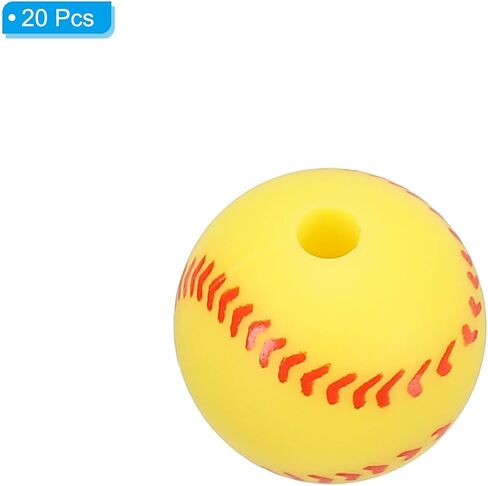 PATIKIL 15mm Sports Ball Beads, 20 Pack Silicone Sports Beads Baseball Beads Spacer Loose Beads Craft for DIY Necklace Bracelet Lanyard Earring, White in Saudi Arabia