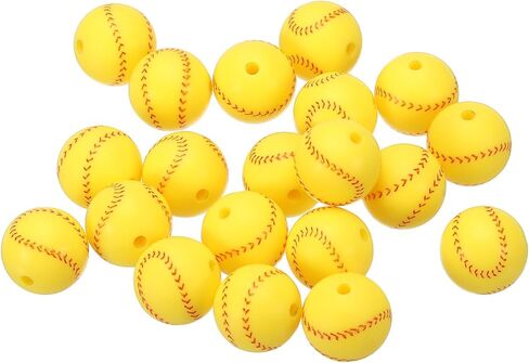 PATIKIL 15mm Sports Ball Beads, 20 Pack Silicone Sports Beads Baseball Beads Spacer Loose Beads Craft for DIY Necklace Bracelet Lanyard Earring, White in Saudi Arabia