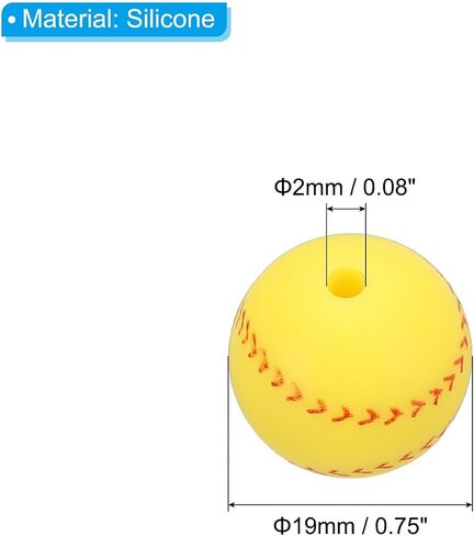 PATIKIL 15mm Sports Ball Beads, 20 Pack Silicone Sports Beads Baseball Beads Spacer Loose Beads Craft for DIY Necklace Bracelet Lanyard Earring, White in Saudi Arabia