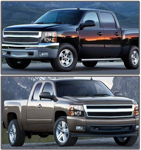 Headlights Assembly W/Bulbs compatible with 2007-2013 Chevy Silverado 1500,07-14 Silverado 2500HD 3500 Headlights Headlamp Pair, Black Housing Amber Side in Saudi Arabia