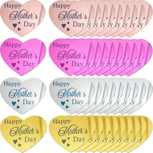 30Pcs Happy Mother's Day Cupcake Topper Mothers Day Topper Acrylic Cake Topper Heart Cake Disc Engraved Cake Picks Cupcake Decorations for Mom's Birthday Mother's Day Gifts Party Decor (pink+red) in Saudi Arabia