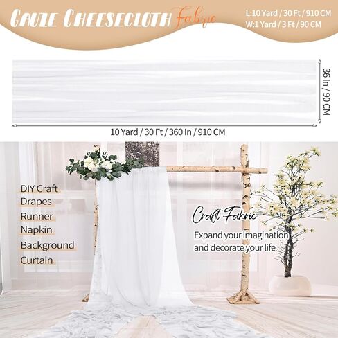 10 Yard Dusty Blue Gauze Cheesecloth Craft Fabric for DIY Wedding Arch Draping, Ceiling Drape, Table Runner, Curtain, Cloth Napkin, Craft Gauze Fabric for Background Party Banquet Wedding Decor in Kuwait