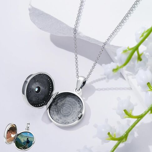 Heart Locket Necklace for Women 925 Sterling Silver Rose Flower Photo Locket Necklace that Hold 2 Pictures in Kuwait