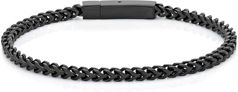 Metro Jewelry 9 Inches Long Thin Foxtail Bracelet in Stainless Steel with Antique Black or Gold Ion Plating 4 mm Wide Snap Lock in Kuwait