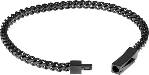 Metro Jewelry 9 Inches Long Thin Foxtail Bracelet in Stainless Steel with Antique Black or Gold Ion Plating 4 mm Wide Snap Lock in Kuwait