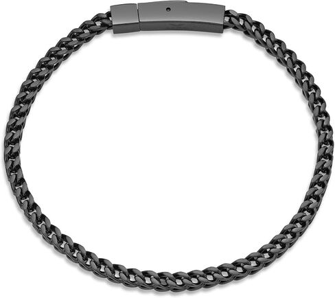 Metro Jewelry 9 Inches Long Thin Foxtail Bracelet in Stainless Steel with Antique Black or Gold Ion Plating 4 mm Wide Snap Lock in Kuwait