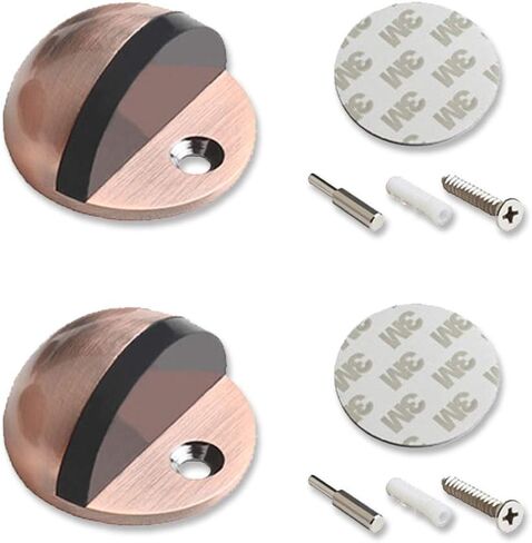 2 Pack Door Stopper Stainless Steel Door Stop, Can be drilled or drill-free 3M Adhesive, Door Holder Doorstop for Hotel Home Restaurant, in Floor Mount Half Dome Door Stopper Set (Red Bronze) in Kuwait