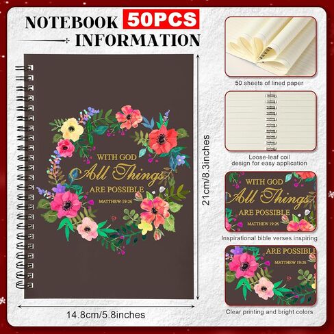 50 Sets Christian Gifts Bulk Prayer Journal with Bible Verse Pen and Inspirational Notepad Church Favor in Bulk for Staff, Teacher, Pastor, Thanksgiving Christmas Family Gifts (5.5 x 8.3 in) in Kuwait