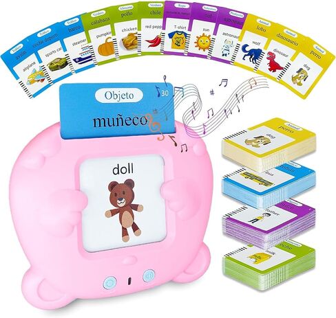 Toddler Toys Flash Cards Spanish - 224 Sight Words Pocket Speech Therapy Toys - Bilingual Talking Flash Cards - Autism Sensory Toys for Autistic Children - Learning Montessori Tool Blue in Saudi Arabia