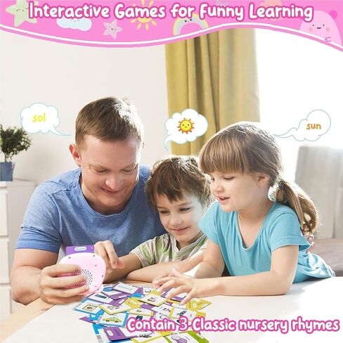 Toddler Toys Flash Cards Spanish - 224 Sight Words Pocket Speech Therapy Toys - Bilingual Talking Flash Cards - Autism Sensory Toys for Autistic Children - Learning Montessori Tool Blue in Saudi Arabia