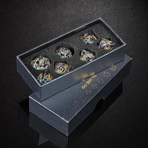 Gu Ei Te Liquid Core Resin Dnd Dice ، Cat Style Polyhedral Dice 7-Die Set Quicks and Handmade for RPG MTG Table Games in Kuwait