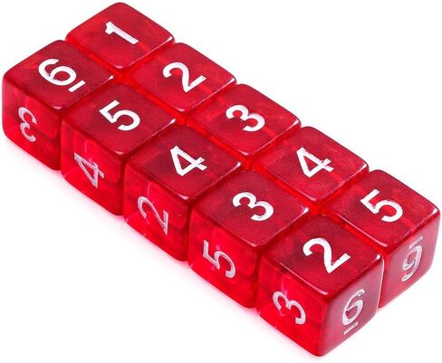 10 Pieces Polyhedral Dice Set D6 Dice 16mm Acrylic 6 Sided Dice Game Dice for Dungeons and Dragons RPG MTG DND Dice Table Games (Starry Red Black) in Saudi Arabia