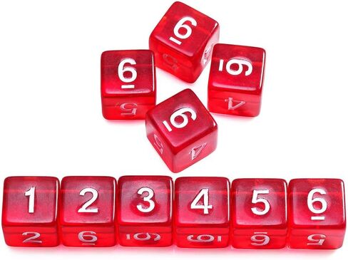 10 Pieces Polyhedral Dice Set D6 Dice 16mm Acrylic 6 Sided Dice Game Dice for Dungeons and Dragons RPG MTG DND Dice Table Games (Starry Red Black) in Saudi Arabia