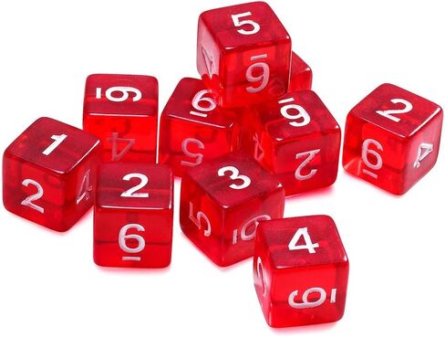 10 Pieces Polyhedral Dice Set D6 Dice 16mm Acrylic 6 Sided Dice Game Dice for Dungeons and Dragons RPG MTG DND Dice Table Games (Starry Red Black) in Saudi Arabia