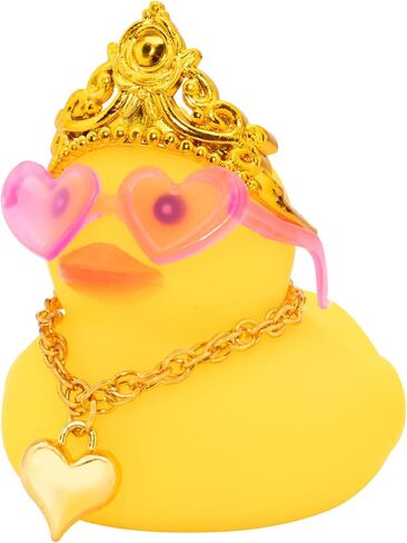 wonuu Car Decorations Rubber Ducks, Dashboard Crown Rubber Ducky for Car Ornament Cute Duck with Crown, Glasses, Necklace, Silver Pearl in Saudi Arabia