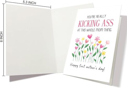 Nchigedy Funny First Mother's Day Card for New Mom, 1st Mother's Day Card for Her, First Mother's Day Card for Sister Friend Bestie, Kicking Ass Mom in Saudi Arabia