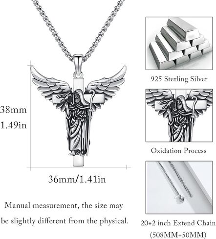 MEDWISE St Christopher Necklace Men 925 Sterling Silver Black Obsidian Saint Christopher Pendant Healing Crystal St.Christopher Necklace Protection Jewelry Gifts for Men Women in Saudi Arabia