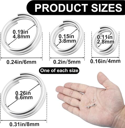 4 Pcs 925 Sterling Silver Split Jump Ring, Small Split Rings, Split Jump Rings for Key Rings, Jewelry Findings, Bracelet, Crafts (4/5/6/8mm) in Saudi Arabia