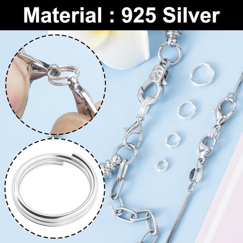 4 Pcs 925 Sterling Silver Split Jump Ring, Small Split Rings, Split Jump Rings for Key Rings, Jewelry Findings, Bracelet, Crafts (4/5/6/8mm) in Saudi Arabia